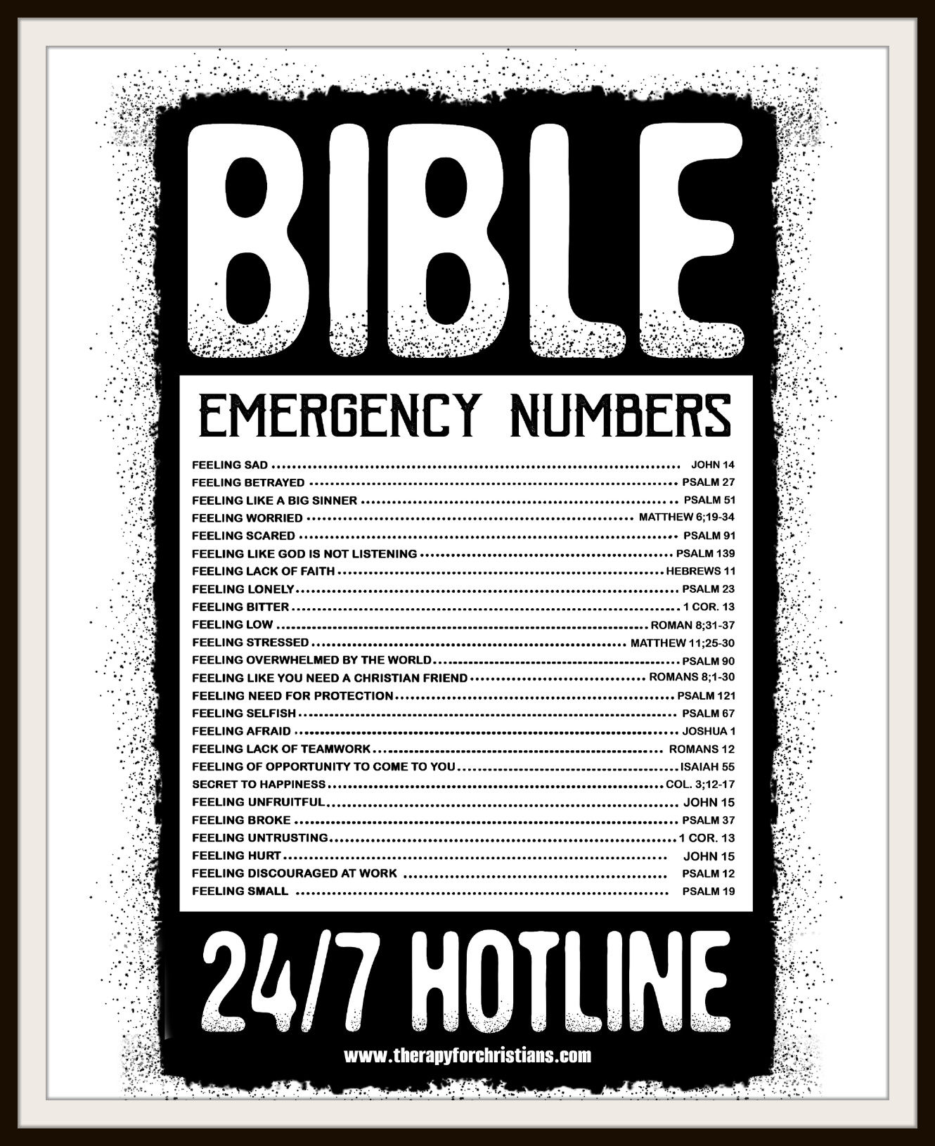 Bible Emergency Hotline Numbers Poster